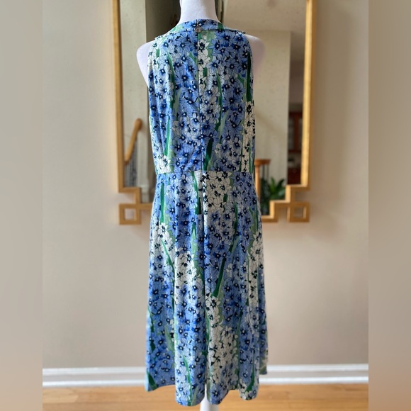 Tommy Hilfiger Halter Neck floral Midi Dress sz 10 blue green - Picture 3 of 14